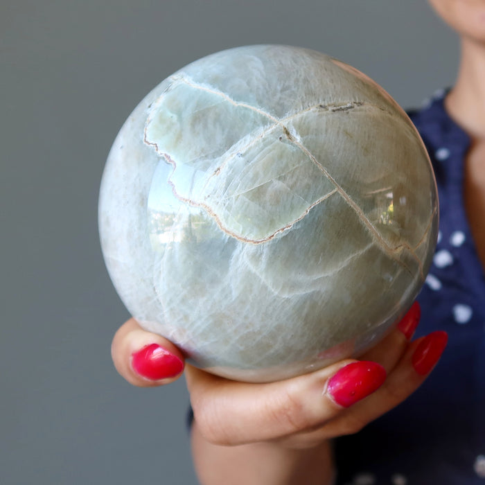 Cream Moonstone Sphere Crystal Ball Wounded Warrior