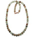 Necklace with multicolored Moonstone on a white background
