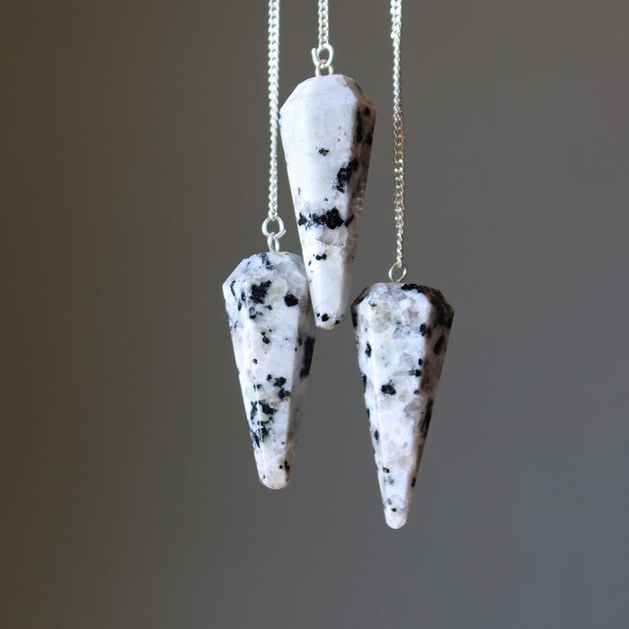 3 moonstone tourmaline pendulums