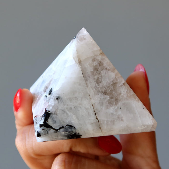 Moonstone Tourmaline Pyramid New Moon Crystal