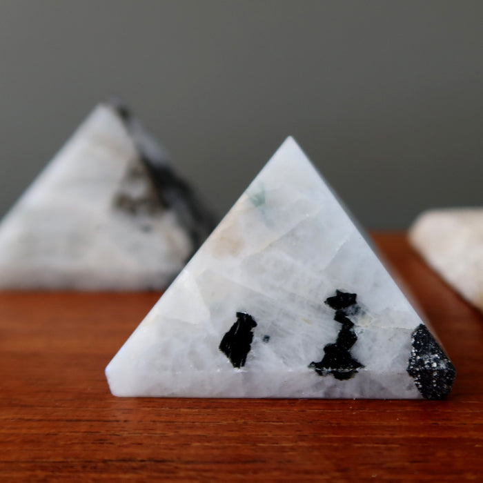 Moonstone Tourmaline Pyramid New Moon Crystal