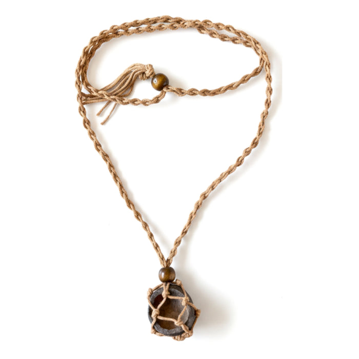 Moqui Marble Necklace Macrame Wise Brown Shaman Stone