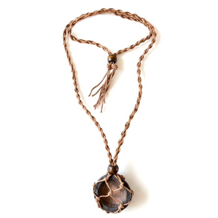 Moqui Marble Necklace Macrame Wise Brown Shaman Stone