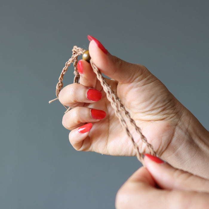 Moqui Marble Necklace Macrame Wise Brown Shaman Stone