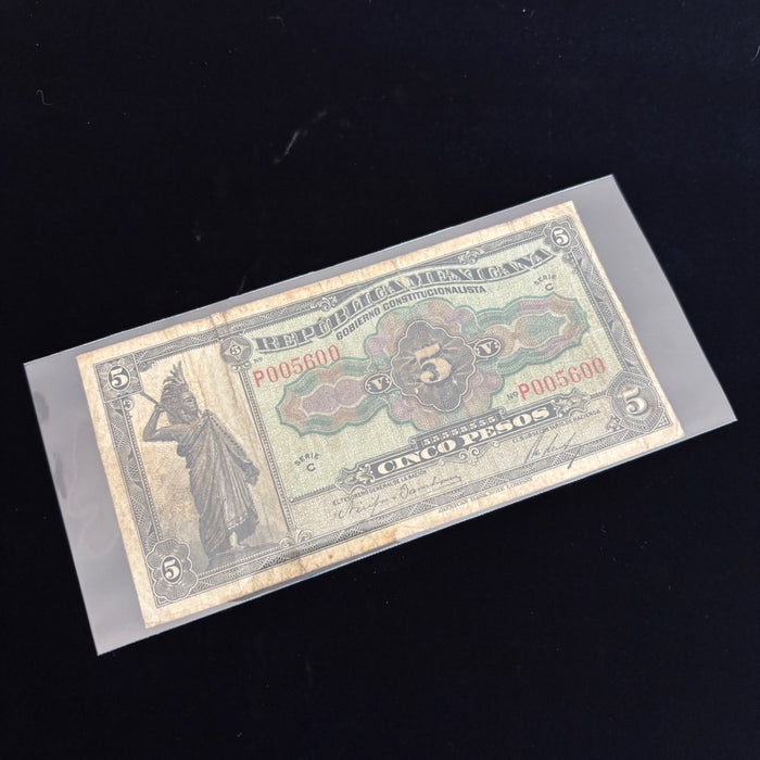 Antique Banknote 1915 Mexico 5 Pesos Constitutionalist Government Guerrero