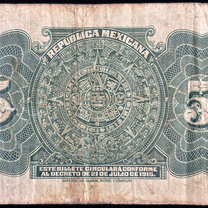 Antique Banknote 1915 Mexico 5 Pesos Constitutionalist Government Guerrero