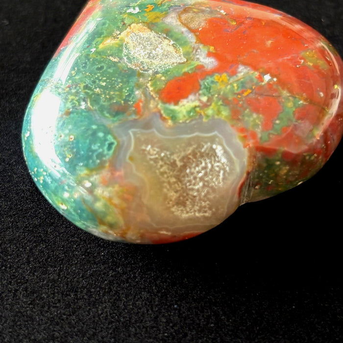 Bloodstone Set Heart Worry Stone Point Pendant Red Green Crystal Lot