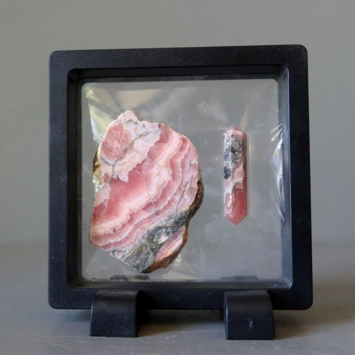 Rhodochrosite Crystal Set Pink Double-Terminated Point Slice Display