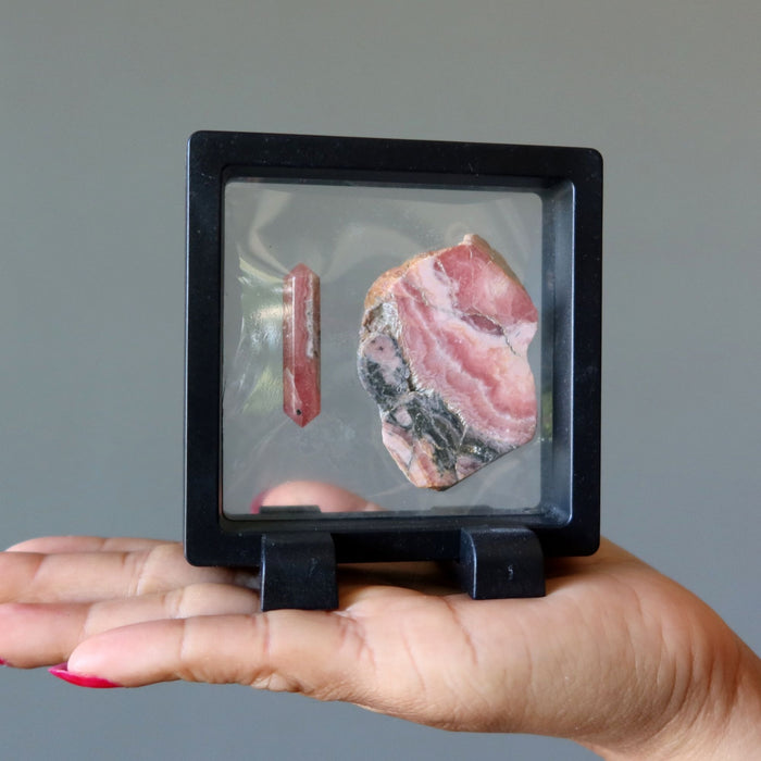 Rhodochrosite Crystal Set Pink Double-Terminated Point Slice Display