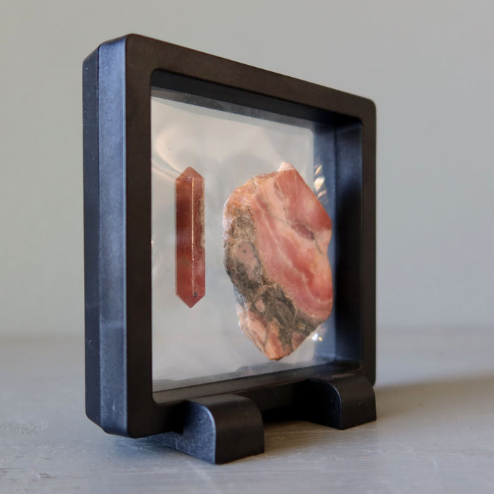 Rhodochrosite Crystal Set Pink Double-Terminated Point Slice Display
