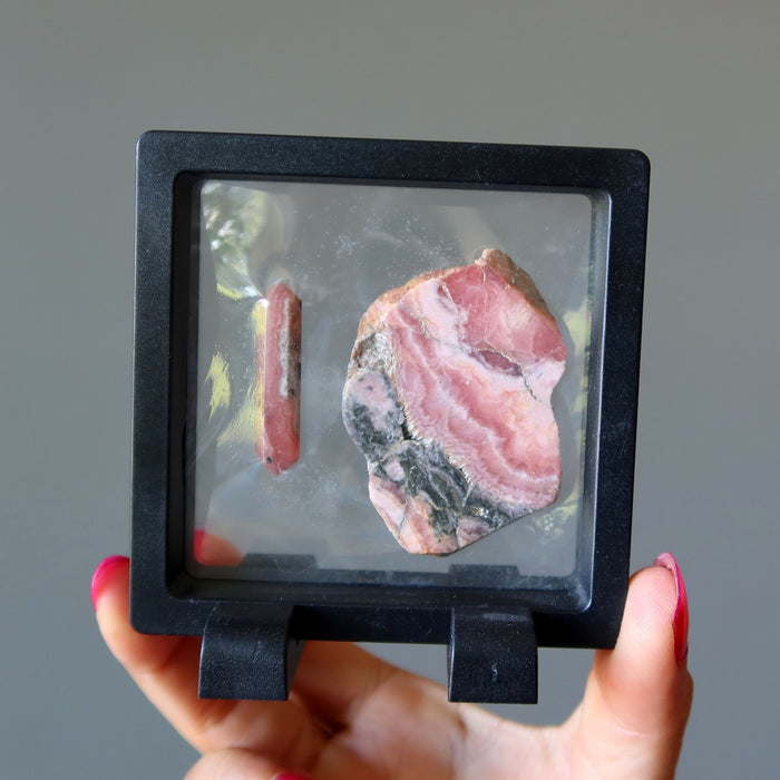 Rhodochrosite Crystal Set Pink Double-Terminated Point Slice Display