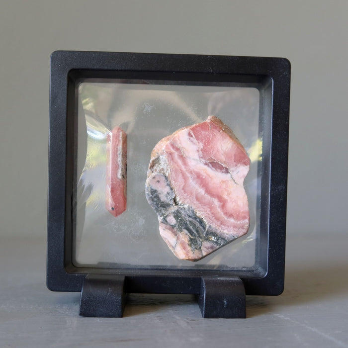 Rhodochrosite Crystal Set Pink Double-Terminated Point Slice Display