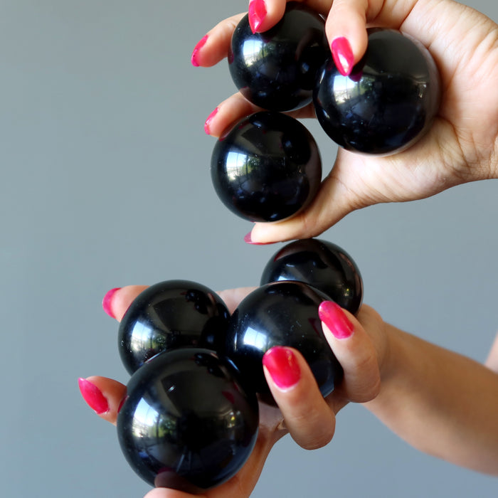 Black Obsidian Sphere Bundle of 7 Crystal Balls