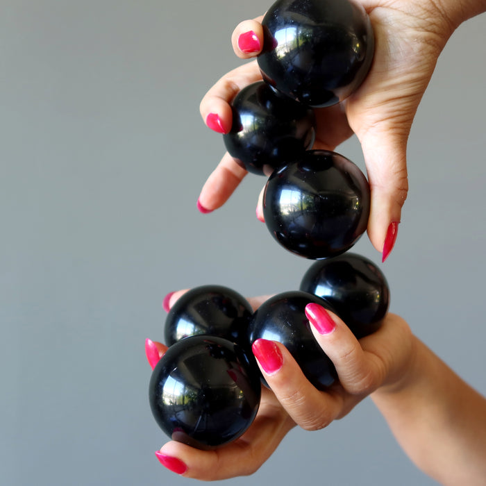 Black Obsidian Sphere Bundle of 7 Crystal Balls
