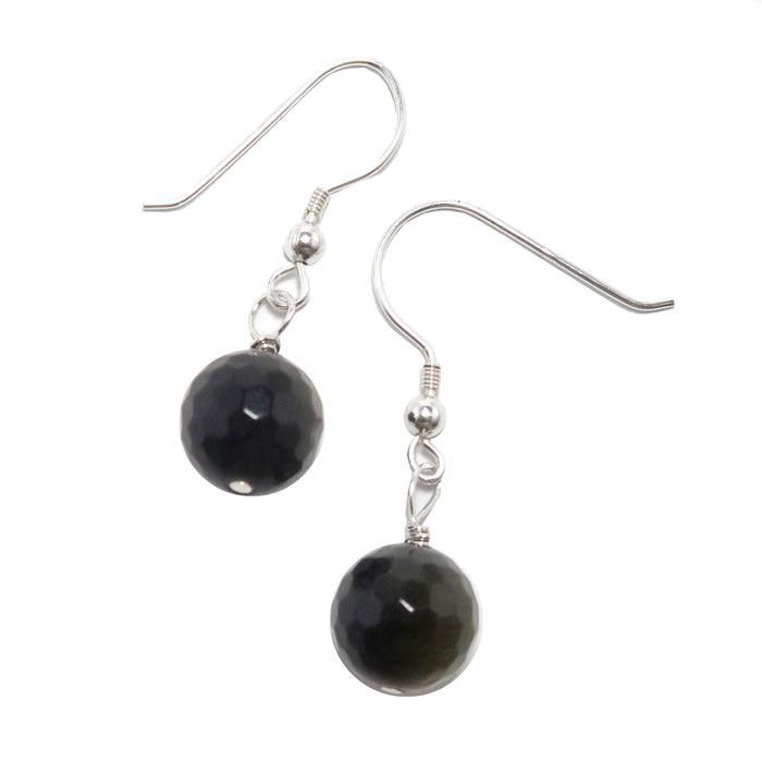 faceted sheen obsidian earrings