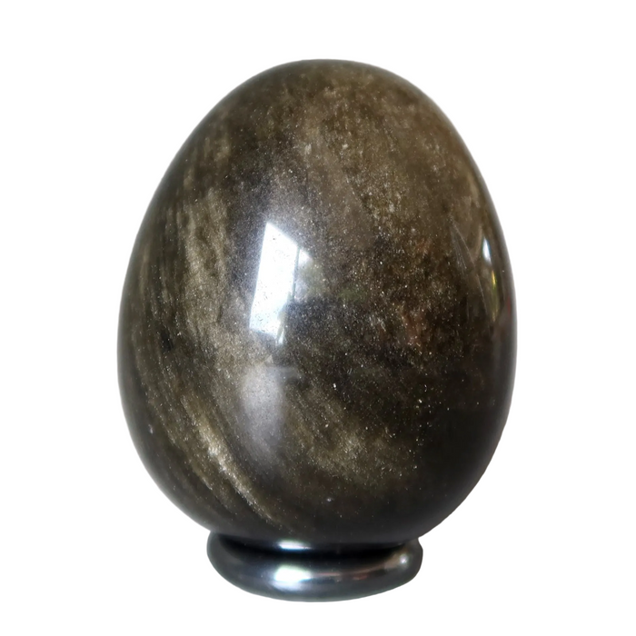 Sheen Obsidian Egg Black Crystal Hematine Display Ring