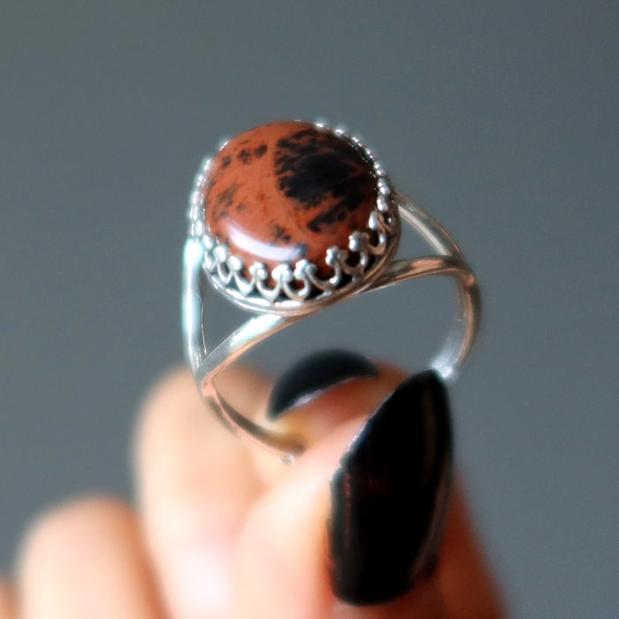 sterling silver mahogany obsidian ring