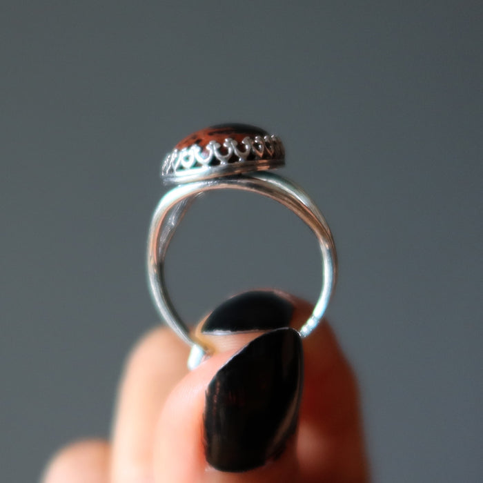 sterling silver mahogany obsidian ring