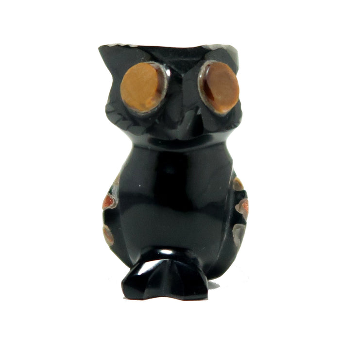 obsidian owl with tigers eye eyes
