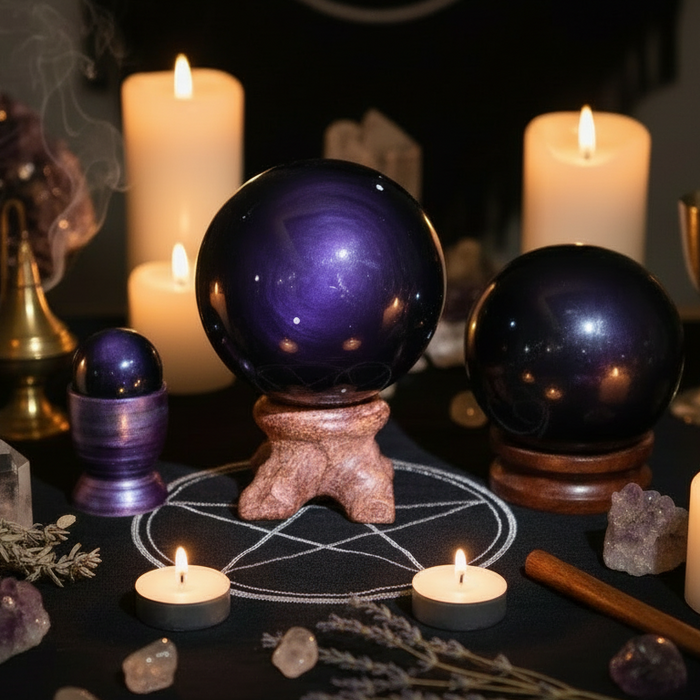 Rainbow Obsidian Sphere Purple Orb Crystal Ball