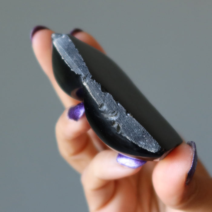 Rainbow Obsidian Double Heart Flashy Black Soulmate Crystal