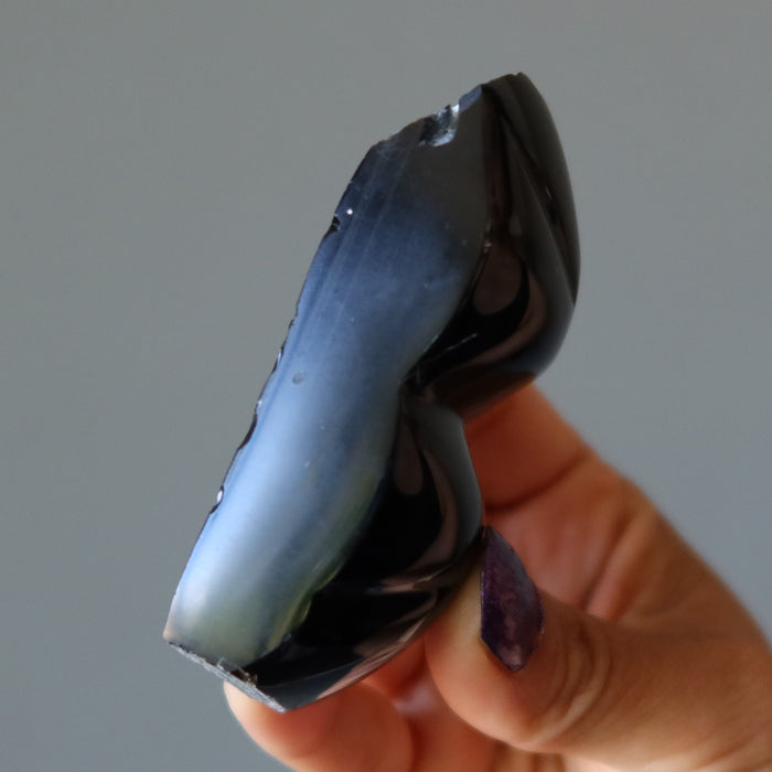 Rainbow Obsidian Double Heart Flashy Black Soulmate Crystal