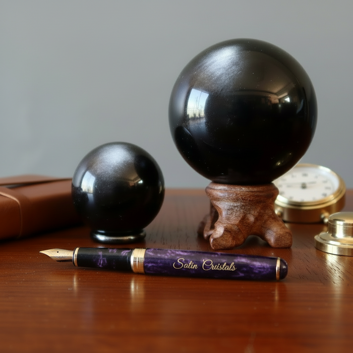 Silver Sheen Obsidian Sphere Blissful Crystal Ball