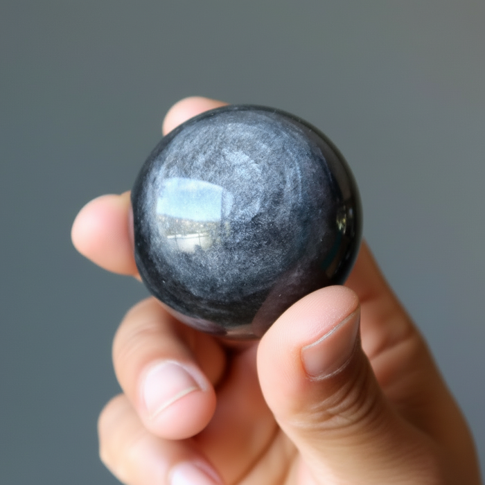 Silver Sheen Obsidian Sphere Blissful Crystal Ball