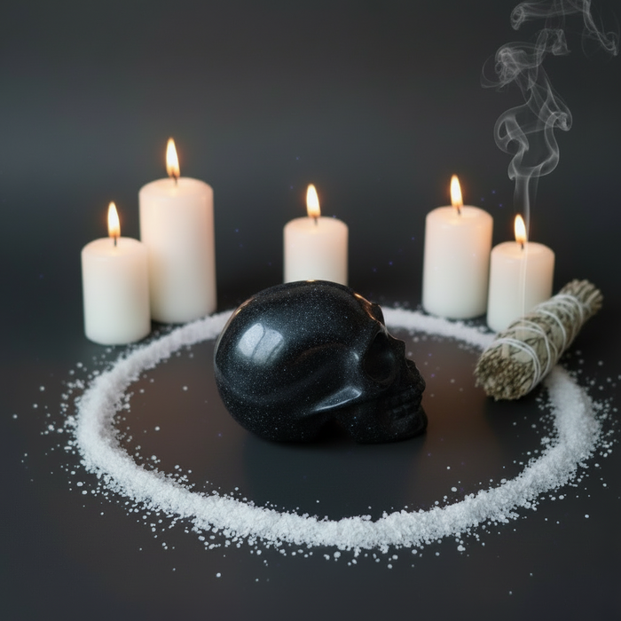 Black Obsidian Skull Inter-Dimensional Protection Crystal