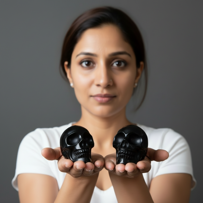 Black Obsidian Skull Inter-Dimensional Protection Crystal