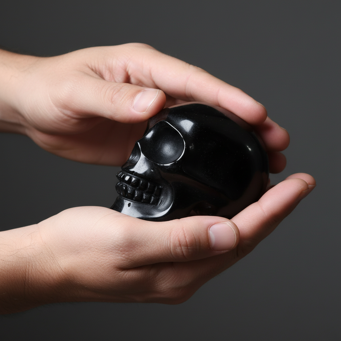 Black Obsidian Skull Inter-Dimensional Protection Crystal
