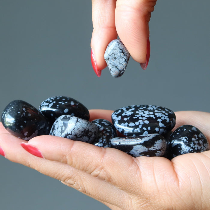 snowflake obsidian tumbled stones