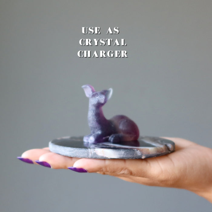 onyx charger circle with fluorite deer on top