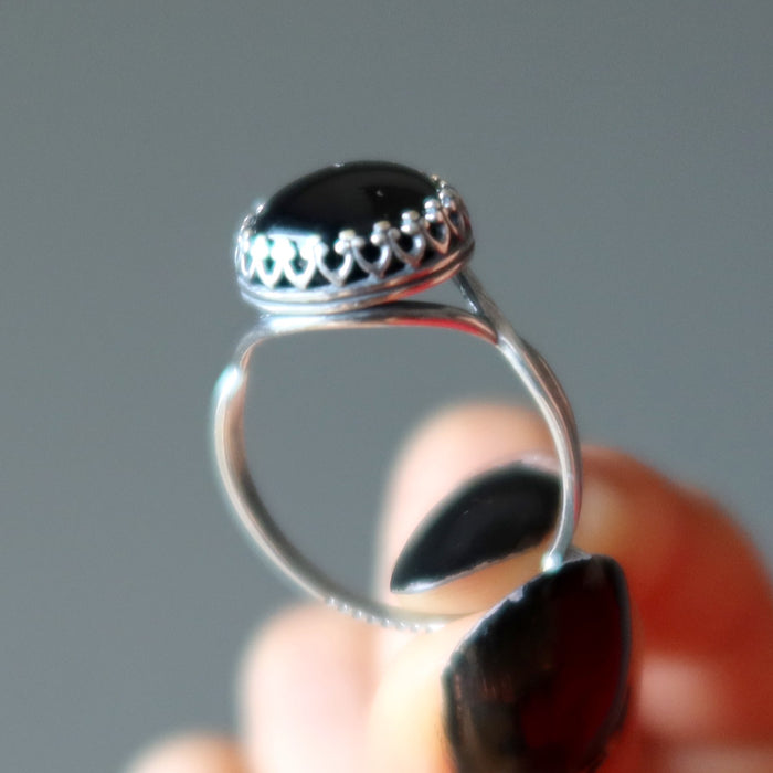 black onyx sterling silver ring