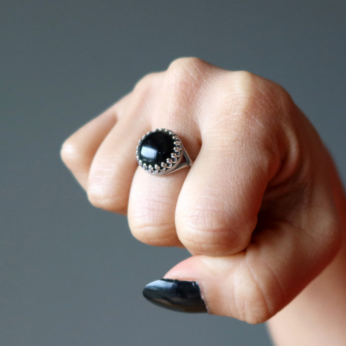 black onyx sterling silver ring