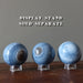 blue opal spheres on ball stands