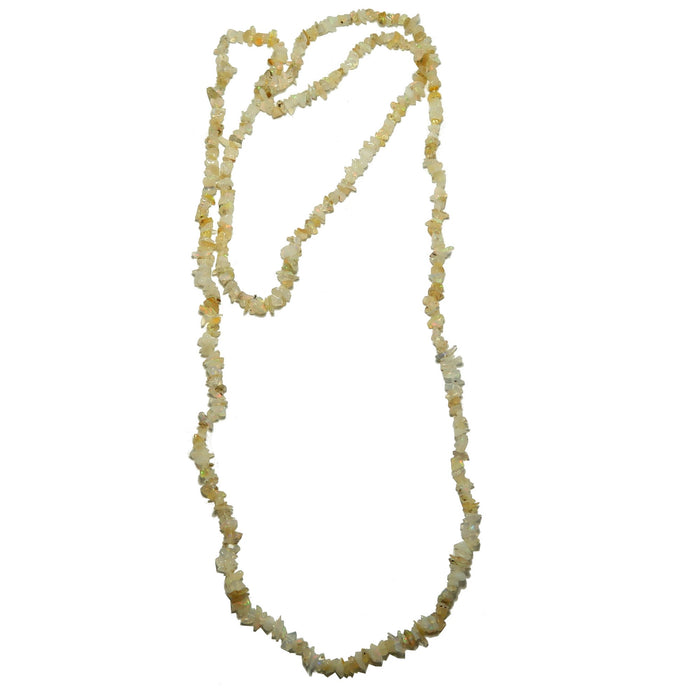Opal Necklace made of small, irregularly shaped stones on a white background