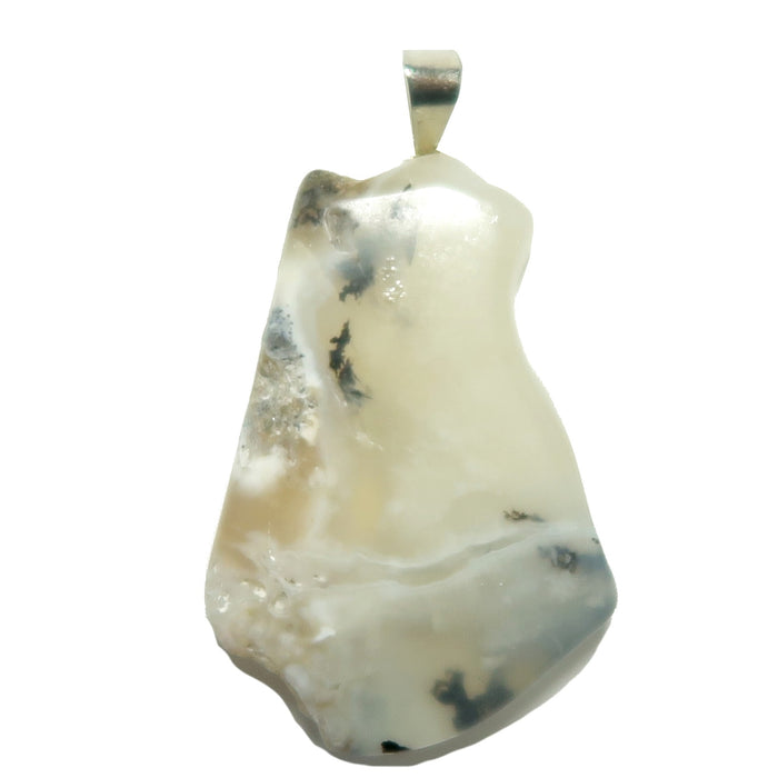 Unpolished Opal stone pendant on a white background