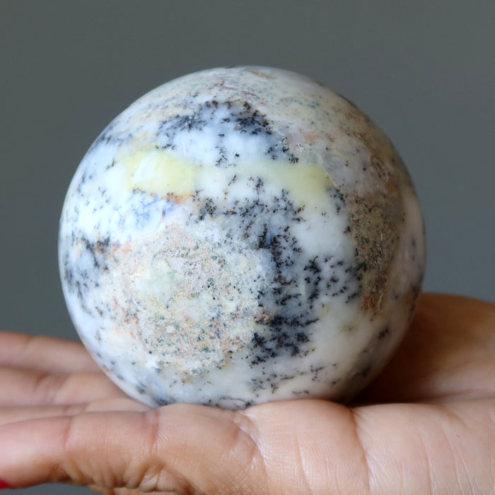Opal Sphere White Gem Dendritic Enchanting Crystal Ball