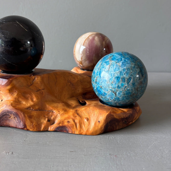 Apatite Sphere Blue Veiny Crystal Ball Wounded Warrior 3"