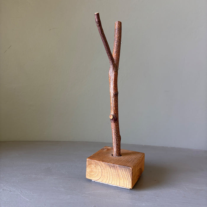 Rustic Wooden Jewelry Holder With Natural Branch Display Stand For Bracelets & Earrings