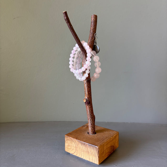 Rustic Wooden Jewelry Holder With Natural Branch Display Stand For Bracelets & Earrings