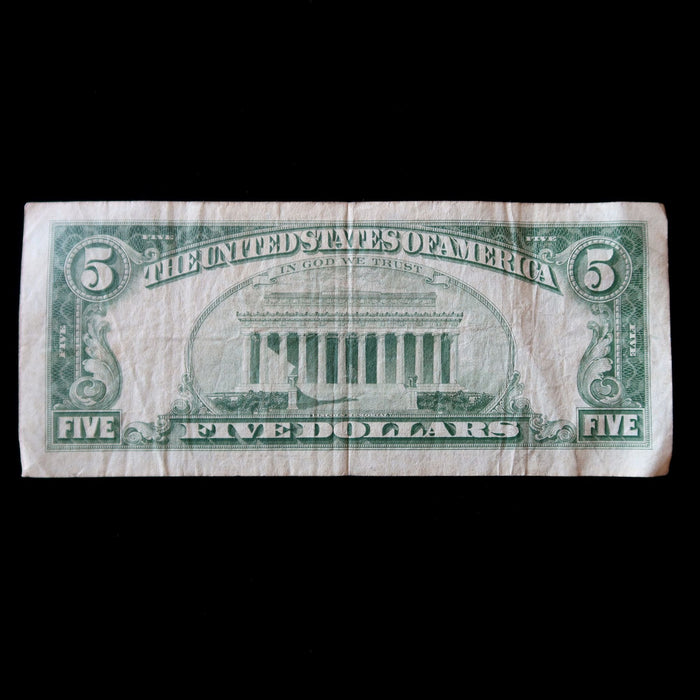 Vintage 1963 $5 Banknote Red Seal Star Replacement Note Five Dollar US Currency