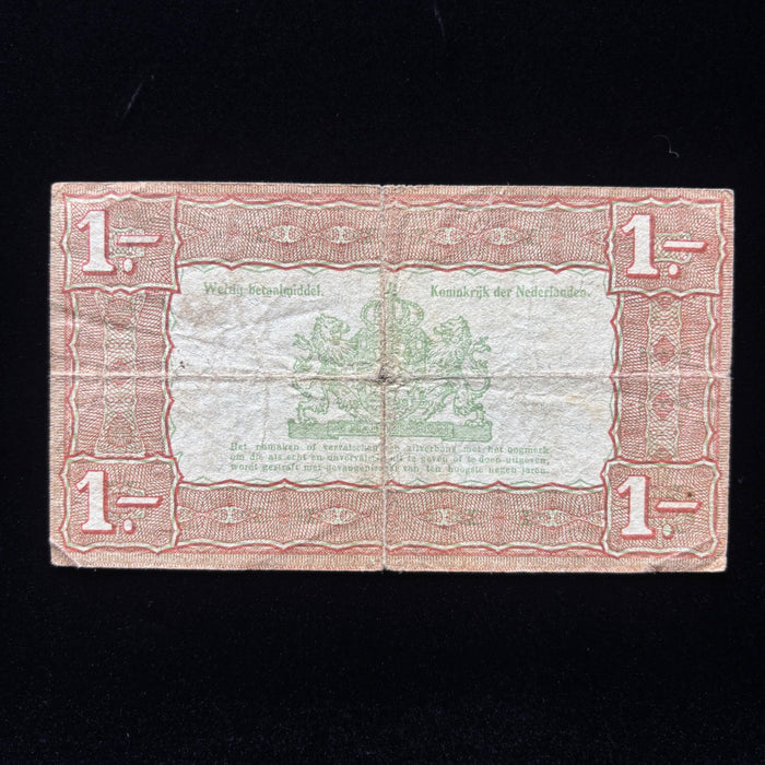 Vintage Banknote 1938 Zilverbon Currency 1 Gulden Netherlands Dutch Silver Note