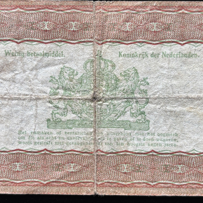 Vintage Banknote 1938 Zilverbon Currency 1 Gulden Netherlands Dutch Silver Note