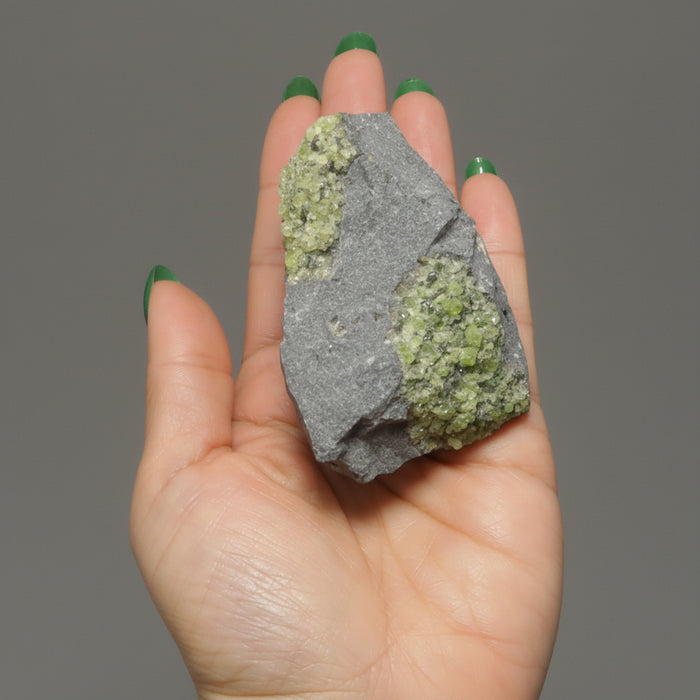 Peridot Cluster Basalt Stone Green Island Volcano Gem