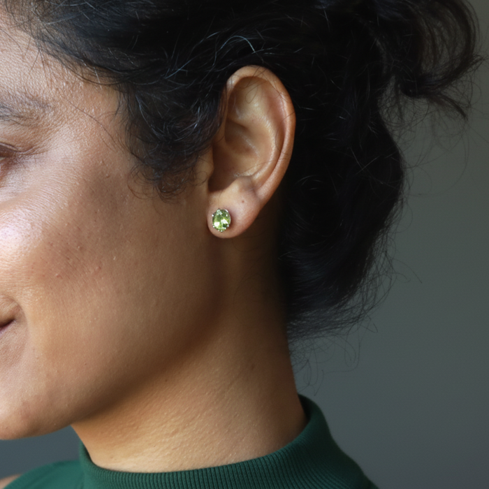 Peridot Earrings Twinkling Green Studs Sterling Silver