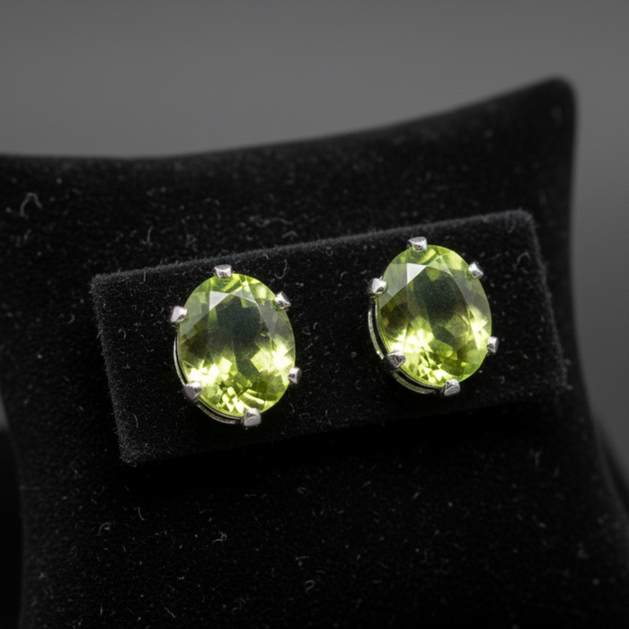 Peridot Earrings Twinkling Green Studs Sterling Silver