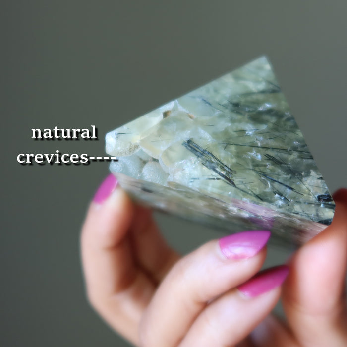 prehnite pyramid with crevices