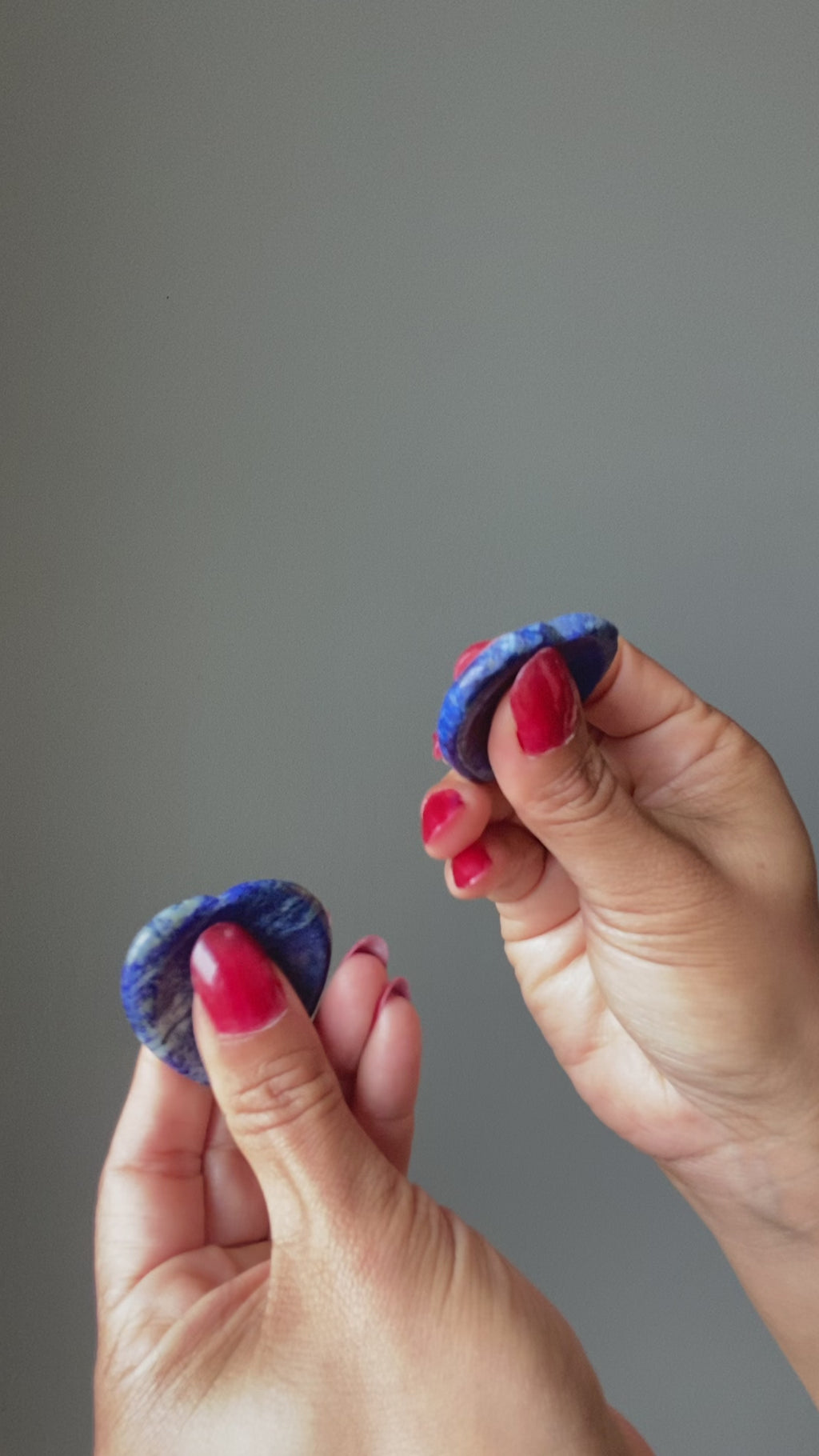 video on lapis lazuli worry stone heart